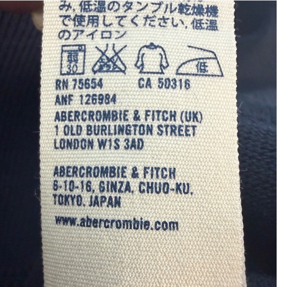 Abercrombie Blue Hoodie Pullover Mens L Muscle Fit Henley Patch Y2K Sweatshirt - Picture 9 of 9